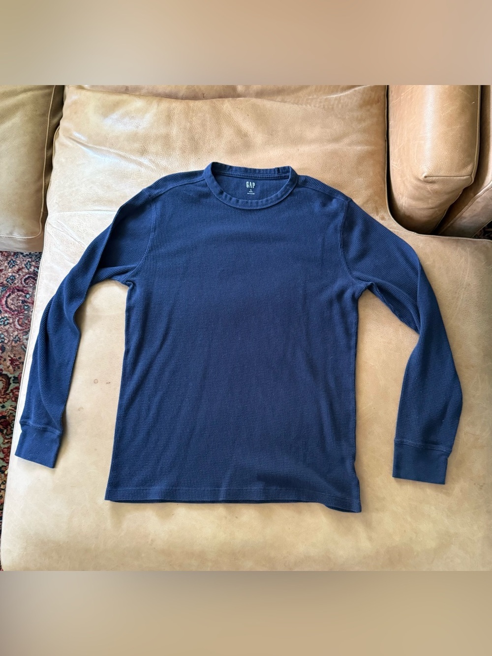 GAP Navy Blue Long Sleeve Waffle Knit Shirt Men’s Size Medium